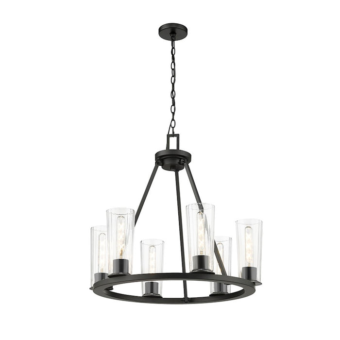 Z-Lite Titus 6 Light 26" Chandelier, Matte Black/Clear