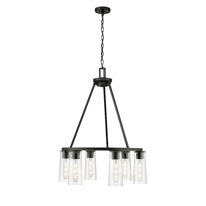 Z-Lite Titus 6 Light 26" Chandelier, Matte Black/Clear