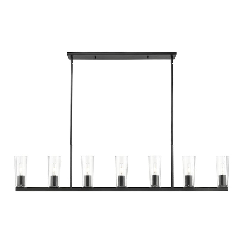 Z-Lite Titus 7 Light 5" Linear Chandelier, Matte Black/Clear