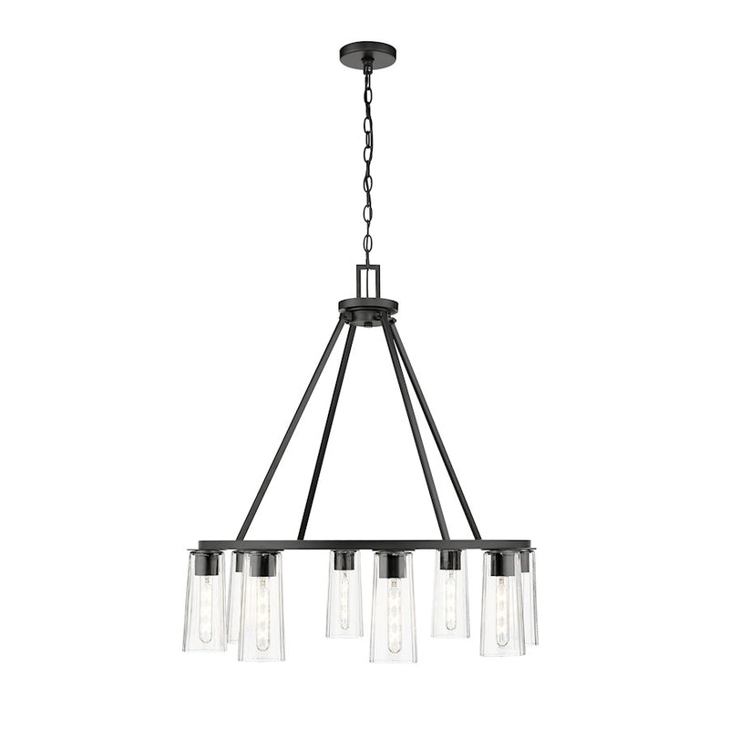 Z-Lite Titus 8 Light 33" Chandelier, Matte Black/Clear