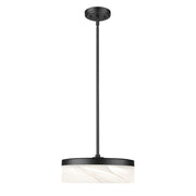 Z-Lite Renaud 1 Light 13" Pendant, Matte Black/Feathered White - 827P13-MB-LED