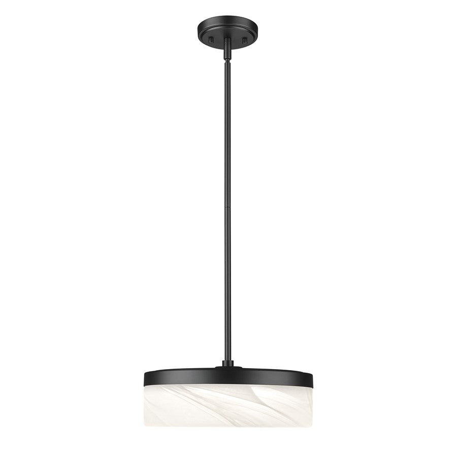 Z-Lite Renaud 1 Light 13" Pendant, Matte Black/Feathered White - 827P13-MB-LED