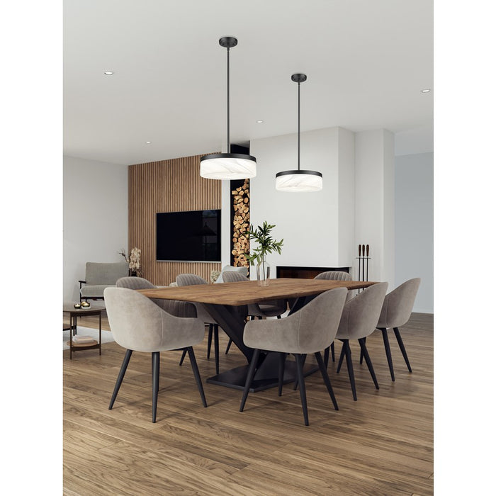 Z-Lite Renaud 1 Light 13" Pendant, Matte Black/Feathered White