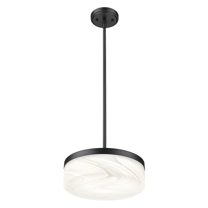 Z-Lite Renaud 1 Light 13" Pendant, Matte Black/Feathered White