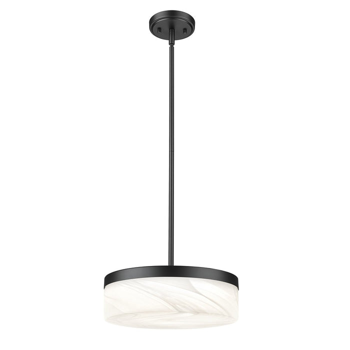 Z-Lite Renaud 1 Light 13" Pendant, Matte Black/Feathered White