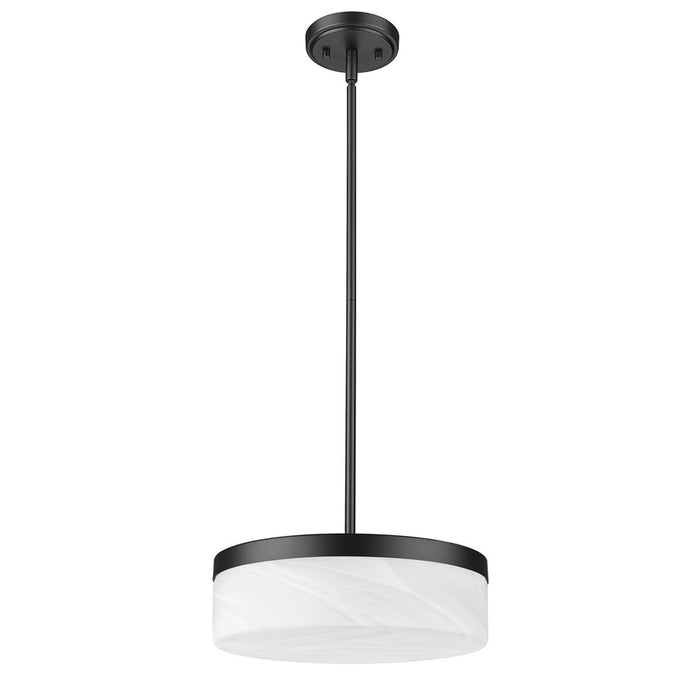Z-Lite Renaud 1 Light 13" Pendant, Matte Black/Feathered White