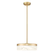 Z-Lite Renaud 1 Light 13" Pendant, Modern Gold/Feathered White - 827P13-MGLD-LED