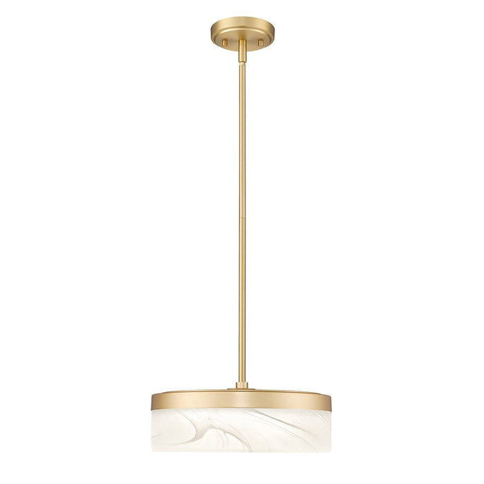 Z-Lite Renaud 1 Light 13" Pendant, Modern Gold/Feathered White - 827P13-MGLD-LED