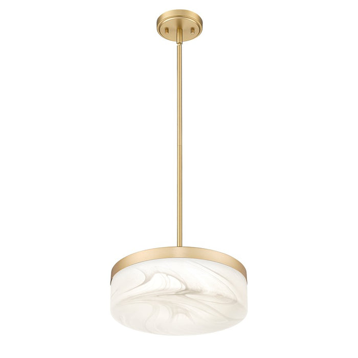 Z-Lite Renaud 1 Light 13" Pendant, Modern Gold/Feathered White