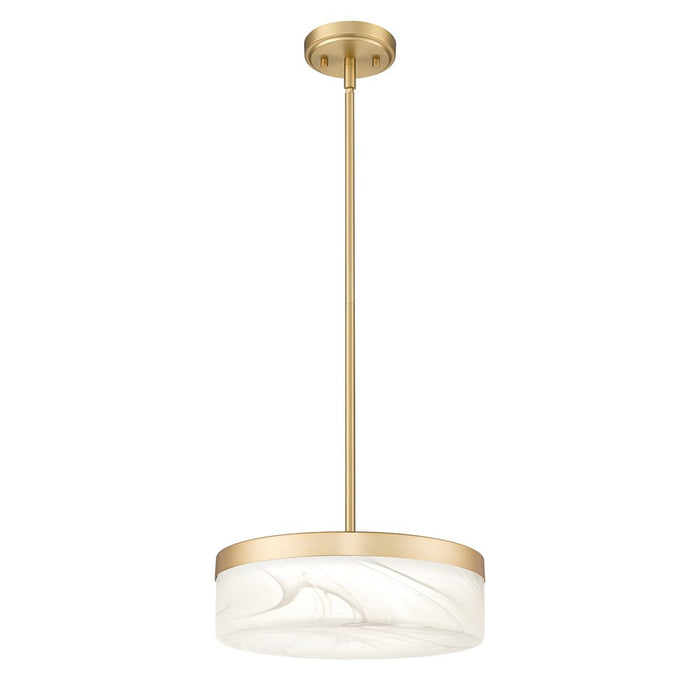 Z-Lite Renaud 1 Light 13" Pendant, Modern Gold/Feathered White