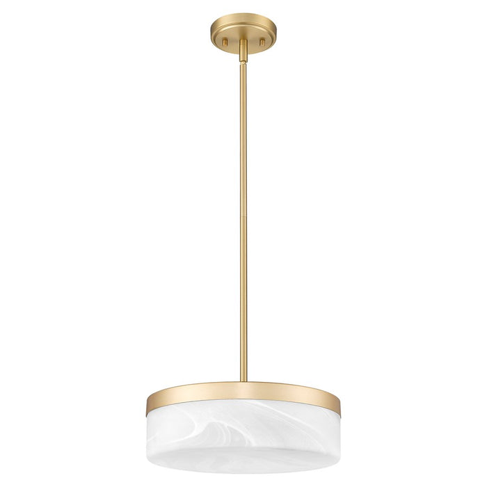 Z-Lite Renaud 1 Light 13" Pendant, Modern Gold/Feathered White