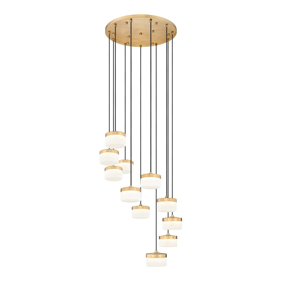 Z-Lite Renaud 11Lt Chandelier, Modern Gold/Feathered White - 827P6-11R-MGLD-LED