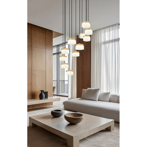 Z-Lite Renaud 11Lt Chandelier, Modern Gold/Feathered White