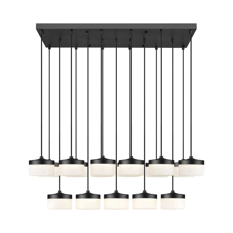 Z-Lite Renaud 17Lt Linear Chandelier, Black/Feathered White