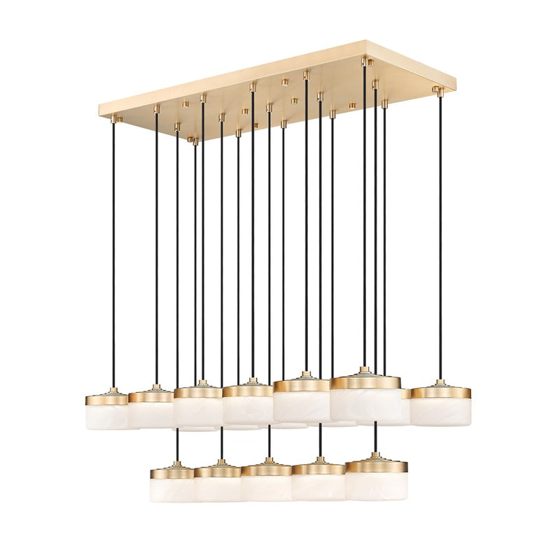 Z-Lite Renaud 17Lt Linear Chandelier, Gold/Feathered White - 827P6-17L-MGLD-LED