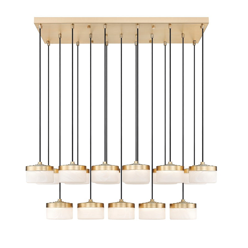 Z-Lite Renaud 17Lt Linear Chandelier, Gold/Feathered White
