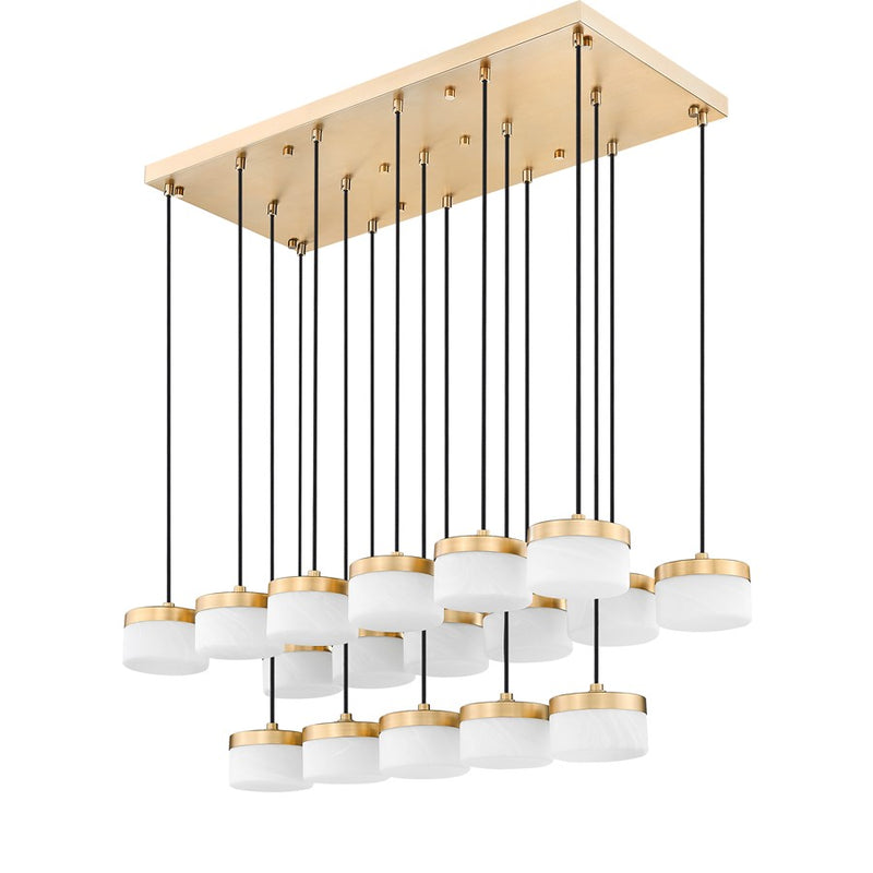 Z-Lite Renaud 17Lt Linear Chandelier, Gold/Feathered White