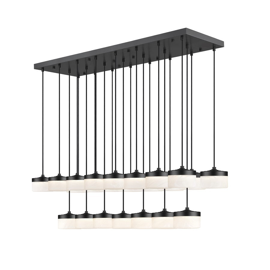 Z-Lite Renaud 23Lt Linear Chandelier, Black/Feathered White - 827P6-23L-MB-LED