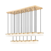 Z-Lite Renaud 23Lt Linear Chandelier, Gold/Feathered White - 827P6-23L-MGLD-LED