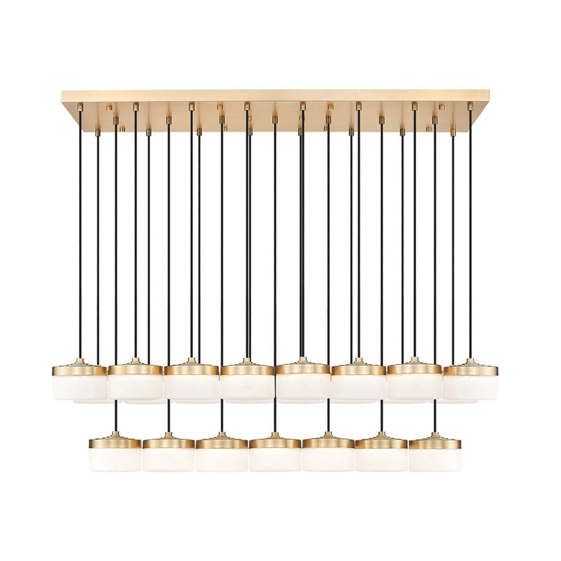 Z-Lite Renaud 23Lt Linear Chandelier, Gold/Feathered White