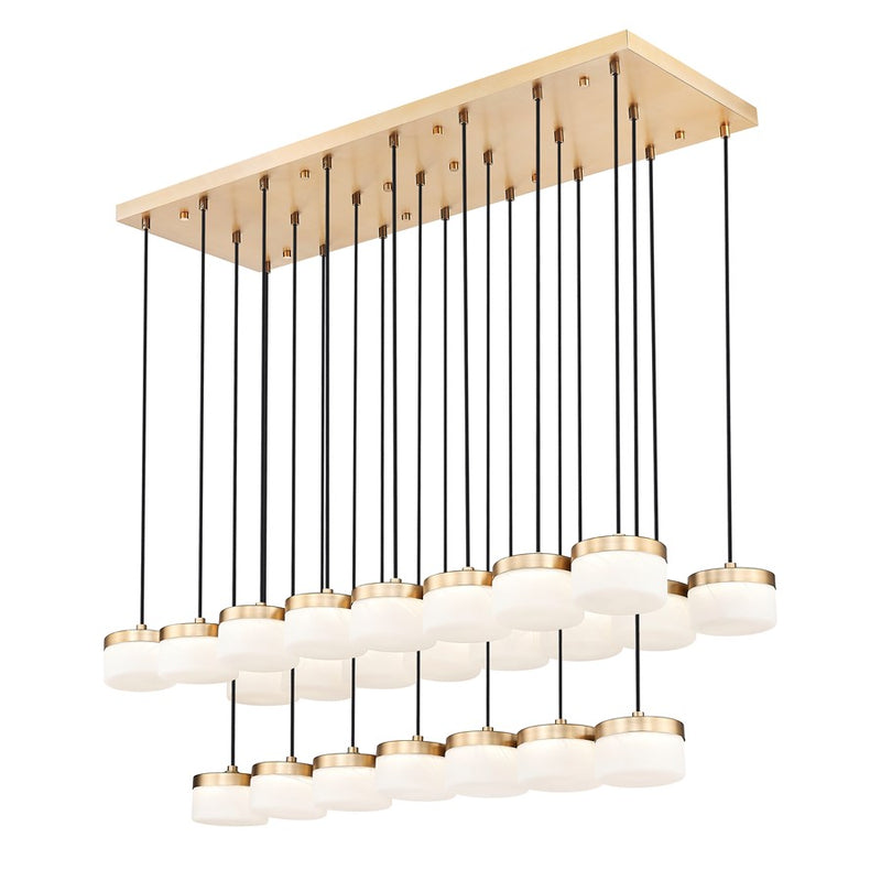 Z-Lite Renaud 23Lt Linear Chandelier, Gold/Feathered White
