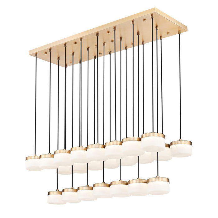 Z-Lite Renaud 23Lt Linear Chandelier, Gold/Feathered White