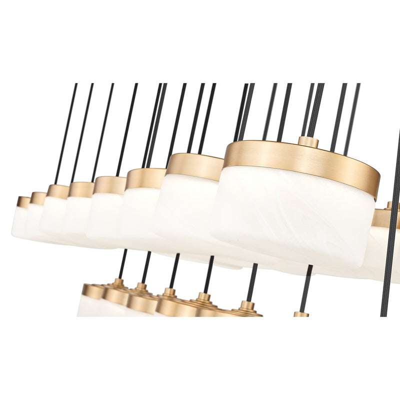 Z-Lite Renaud 23Lt Linear Chandelier, Gold/Feathered White