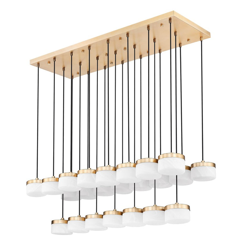 Z-Lite Renaud 23Lt Linear Chandelier, Gold/Feathered White