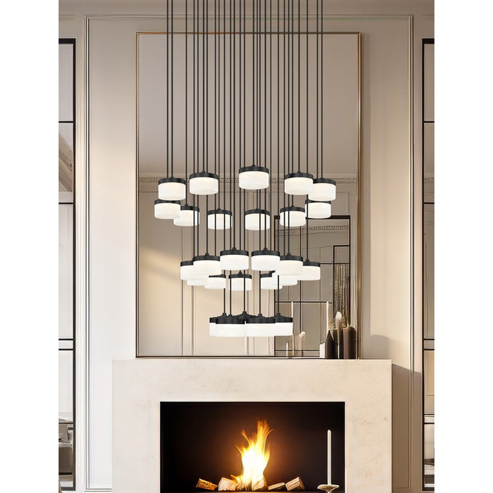 Z-Lite Renaud 27Lt Chandelier, Matte Black/Feathered White