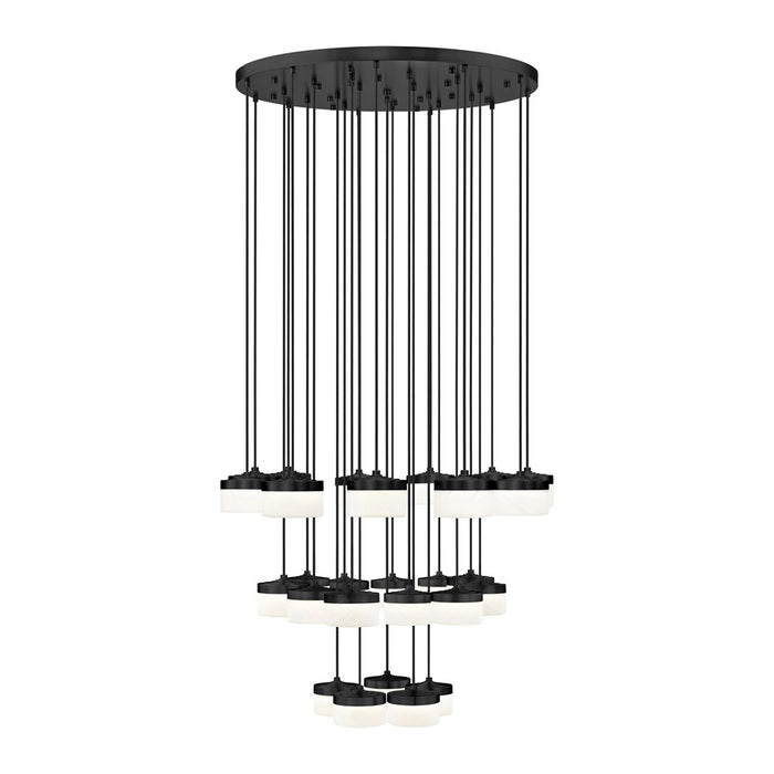 Z-Lite Renaud 27Lt Chandelier, Matte Black/Feathered White