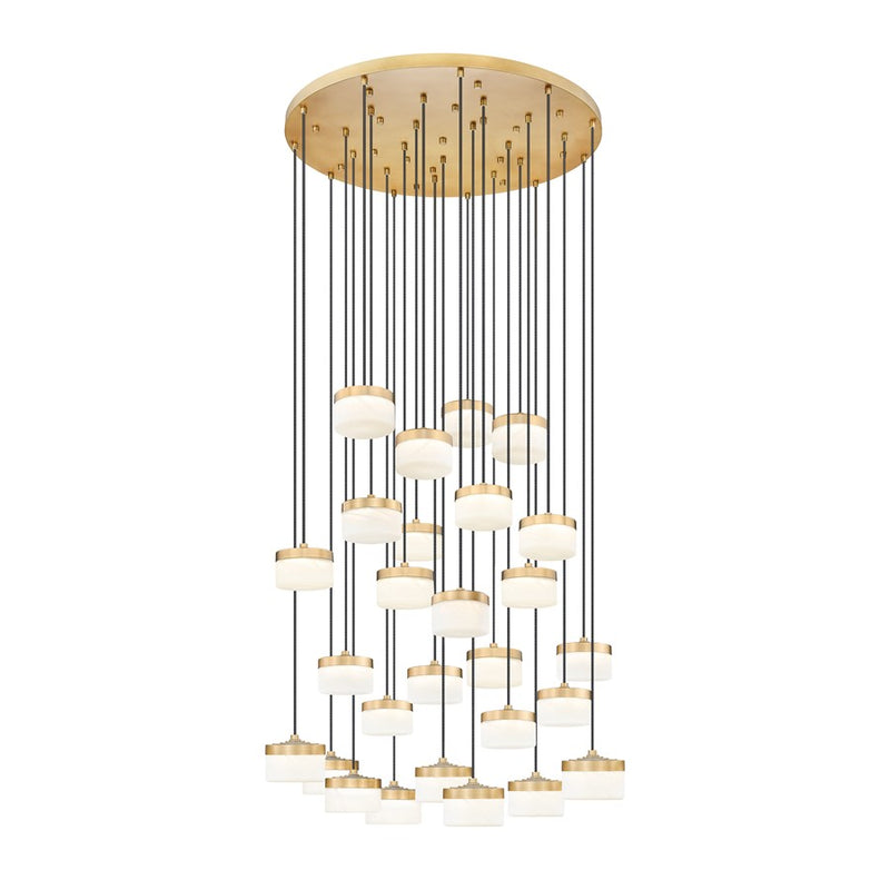 Z-Lite Renaud 27Lt Chandelier, Modern Gold/Feathered White - 827P6-27R-MGLD-LED