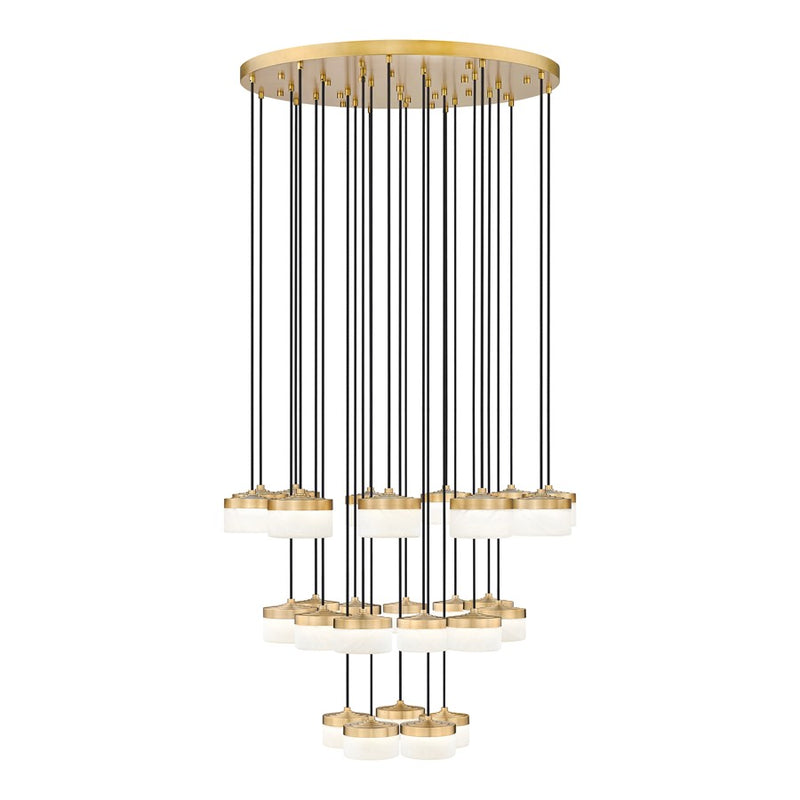 Z-Lite Renaud 27Lt Chandelier, Modern Gold/Feathered White