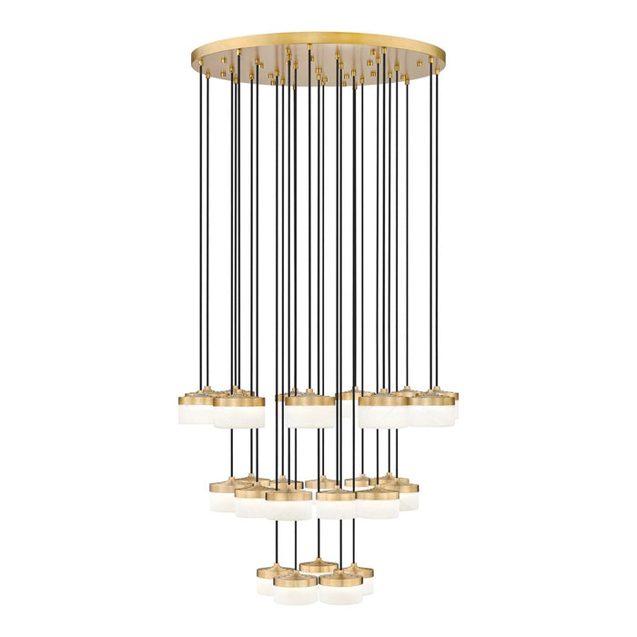 Z-Lite Renaud 27Lt Chandelier, Modern Gold/Feathered White