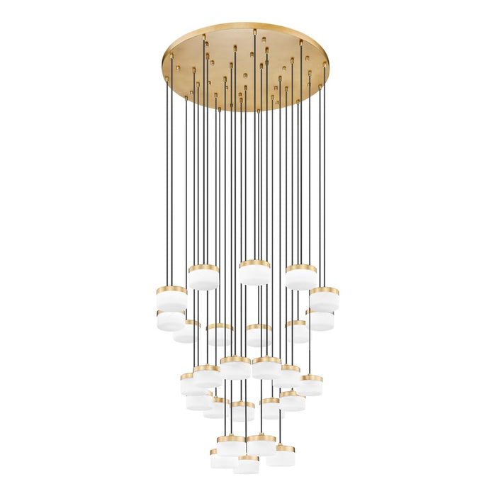Z-Lite Renaud 27Lt Chandelier, Modern Gold/Feathered White