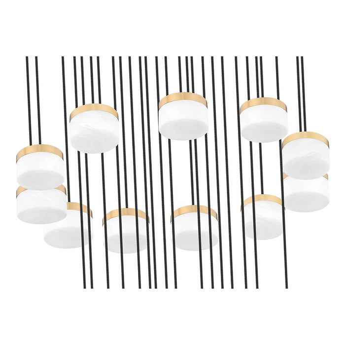 Z-Lite Renaud 27Lt Chandelier, Modern Gold/Feathered White