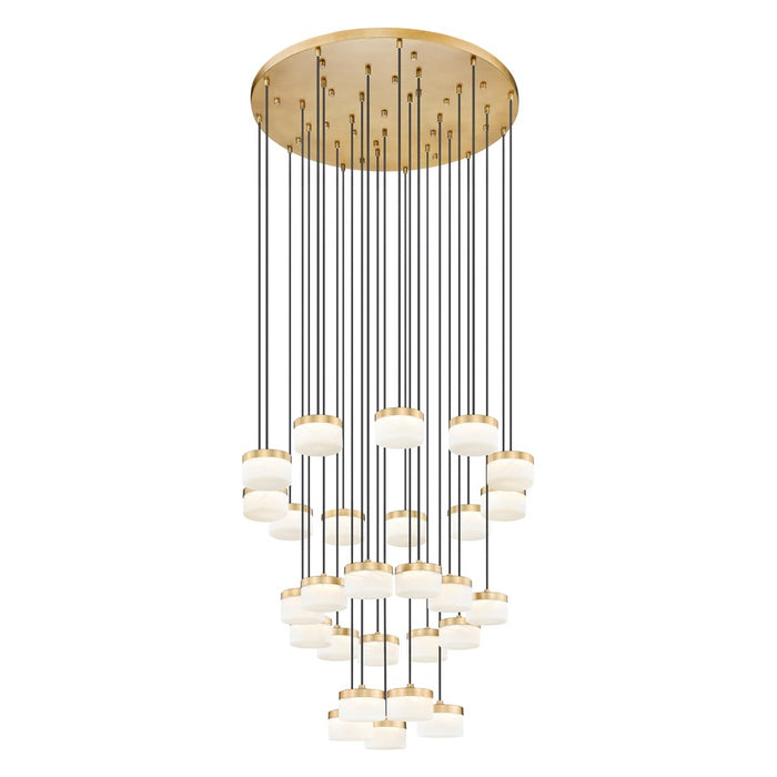 Z-Lite Renaud 27Lt Chandelier, Modern Gold/Feathered White