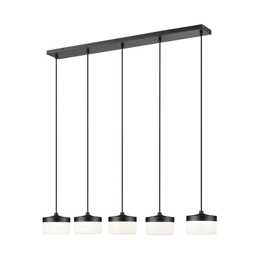 Z-Lite Renaud 5Lt Linear Chandelier, Black/Feathered White - 827P6-5L-MB-LED