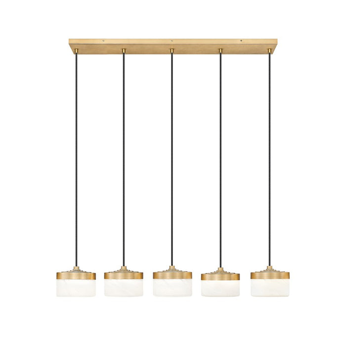 Z-Lite Renaud 5Lt Linear Chandelier, Gold/Feathered White