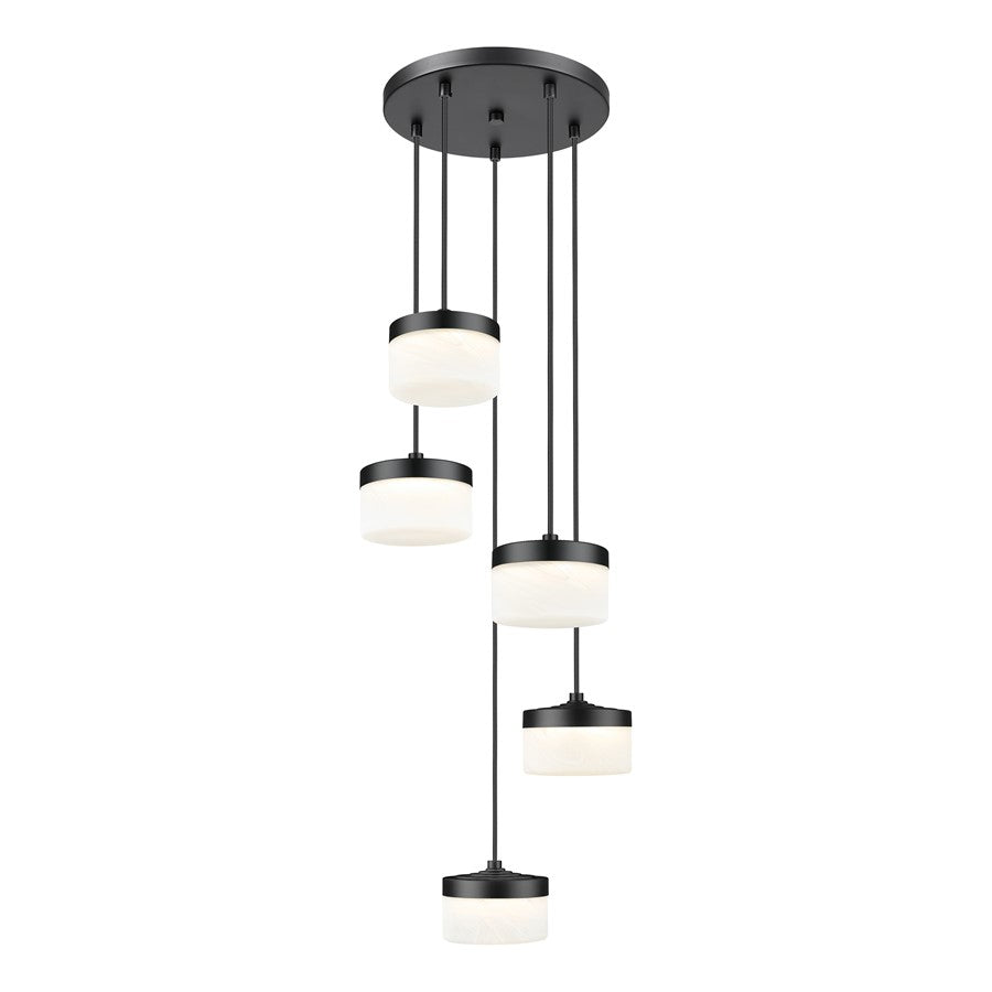 Z-Lite Renaud 5 Light Chandelier, Matte Black/Feathered White - 827P6-5R-MB-LED
