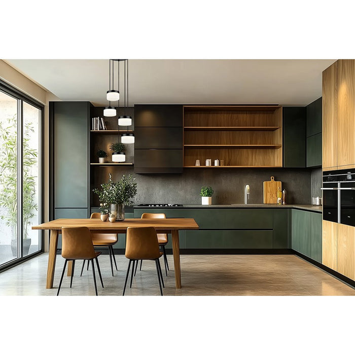 Z-Lite Renaud 5 Light Chandelier, Matte Black/Feathered White