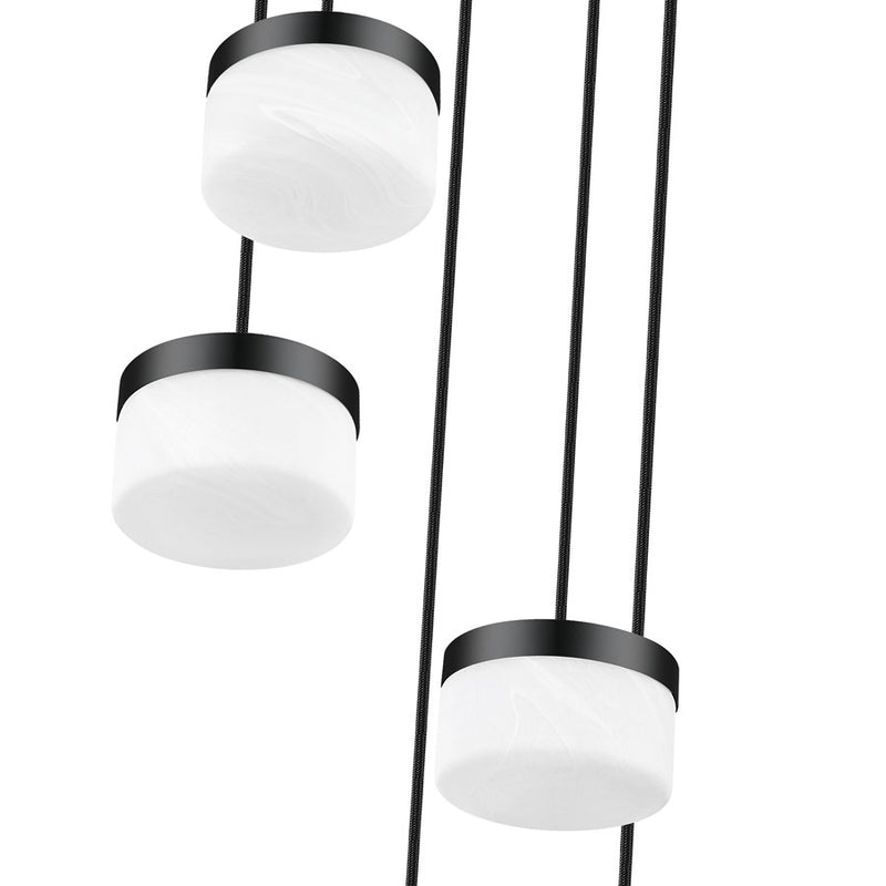 Z-Lite Renaud 5 Light Chandelier, Matte Black/Feathered White