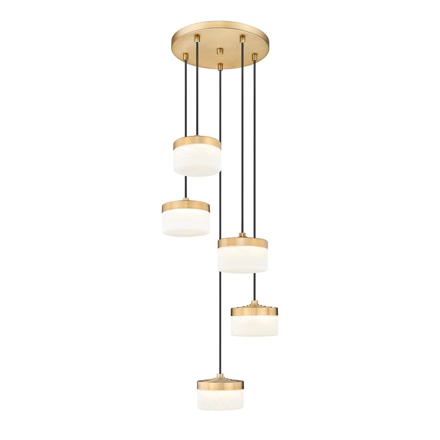 Z-Lite Renaud 5Lt Chandelier, Modern Gold/Feathered White - 827P6-5R-MGLD-LED