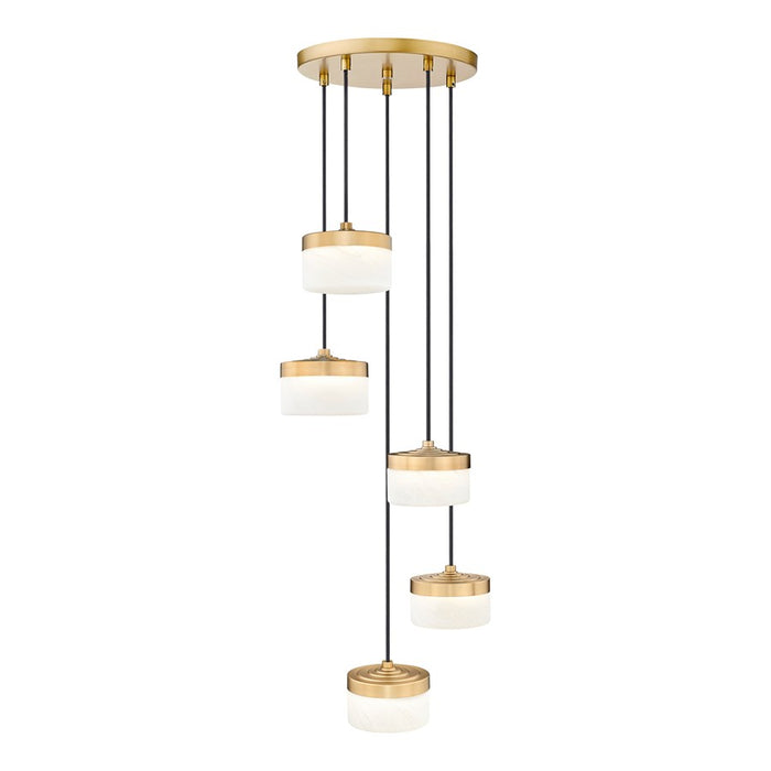 Z-Lite Renaud 5Lt Chandelier, Modern Gold/Feathered White
