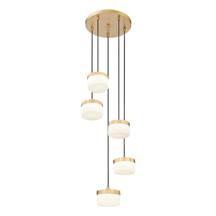 Z-Lite Renaud 5Lt Chandelier, Modern Gold/Feathered White