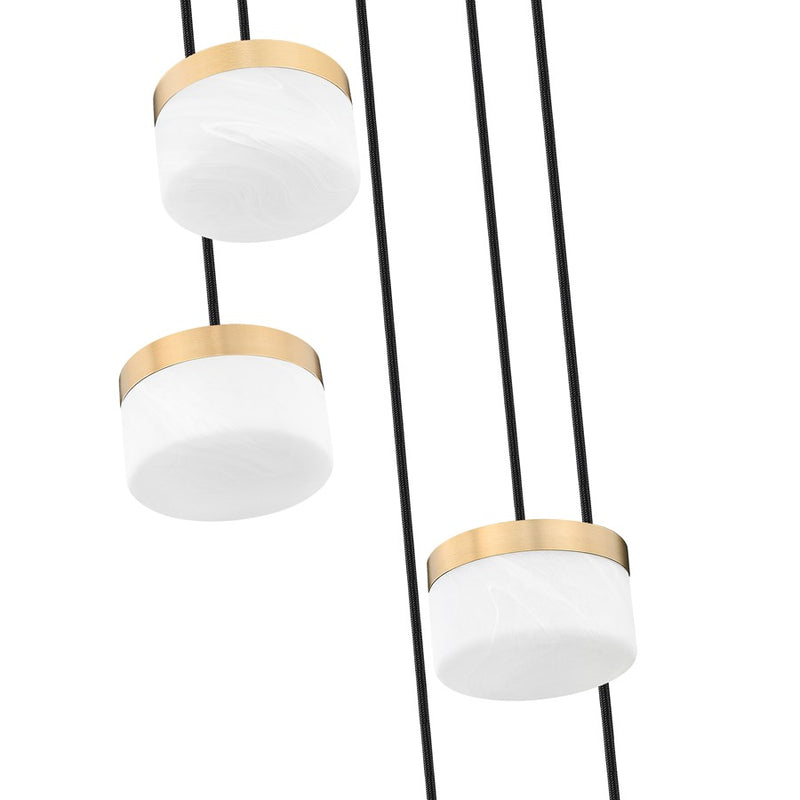 Z-Lite Renaud 5Lt Chandelier, Modern Gold/Feathered White
