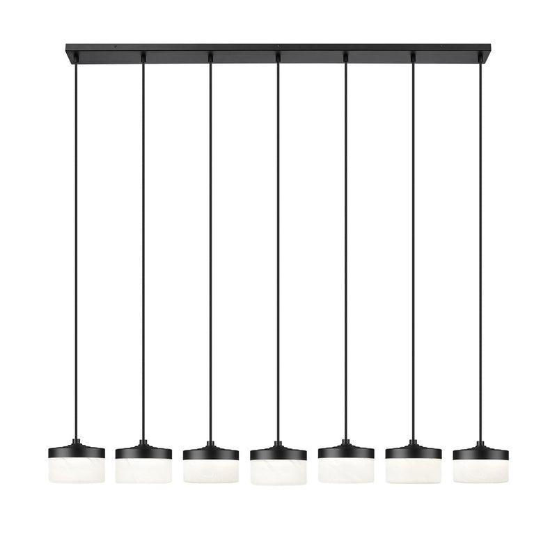 Z-Lite Renaud 7Lt Linear Chandelier, Black/Feathered White