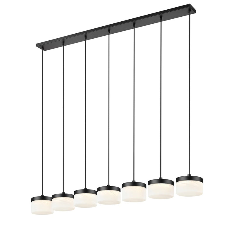 Z-Lite Renaud 7Lt Linear Chandelier, Black/Feathered White