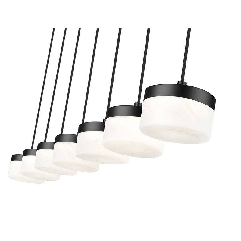 Z-Lite Renaud 7Lt Linear Chandelier, Black/Feathered White