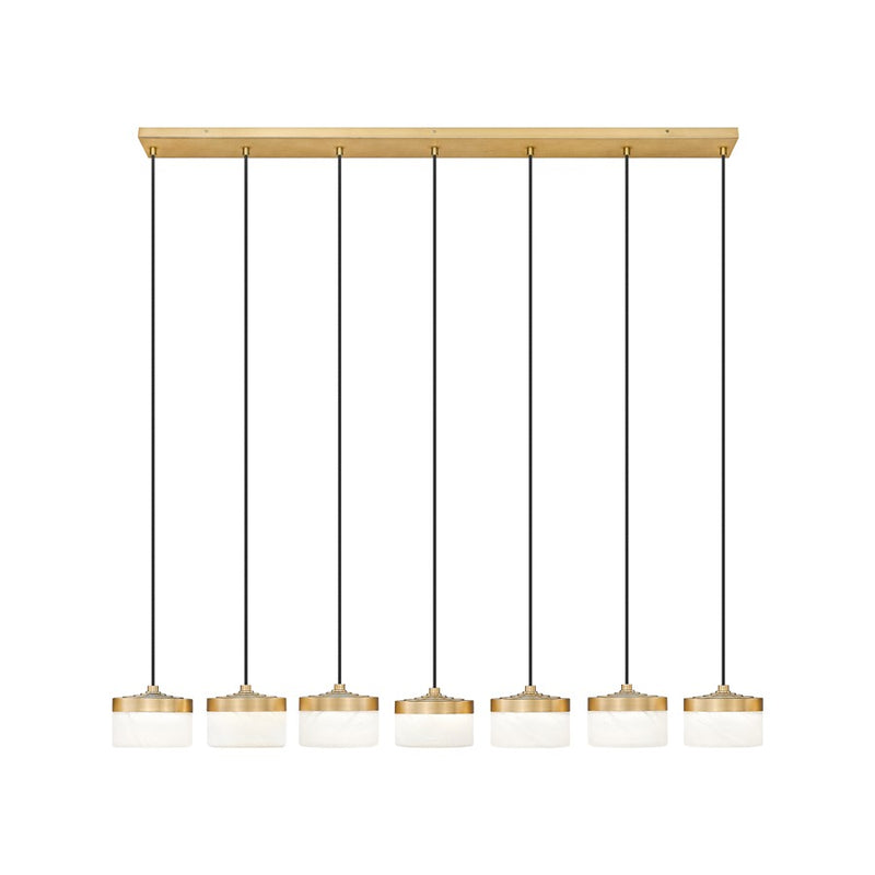 Z-Lite Renaud 7Lt Linear Chandelier, Gold/Feathered White