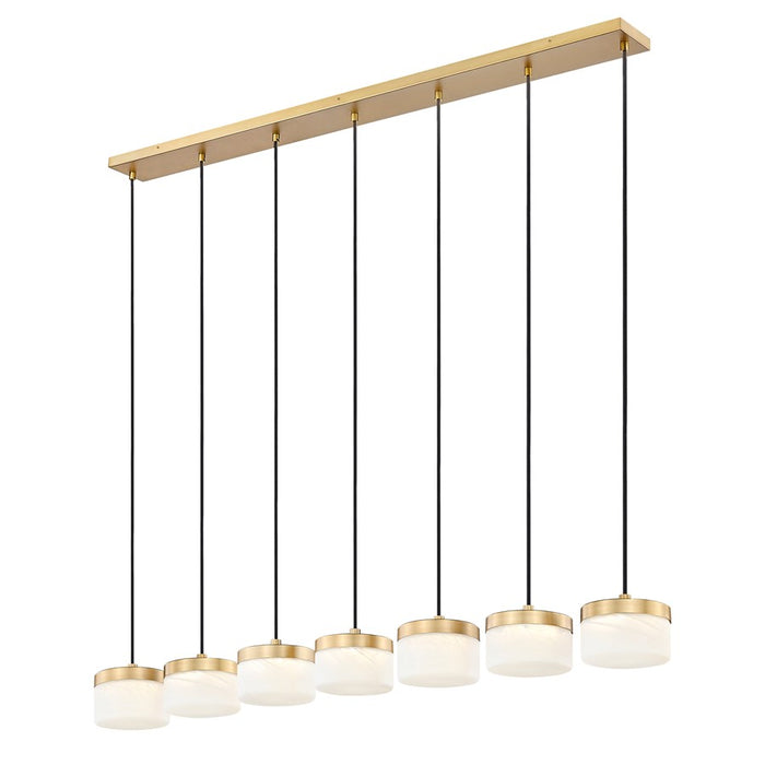 Z-Lite Renaud 7Lt Linear Chandelier, Gold/Feathered White